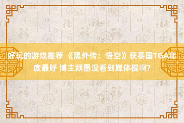 好玩的游戏推荐 《黑外传：悟空》获泰国TGA年度最好 博主烦嚣没看到媒体提啊?