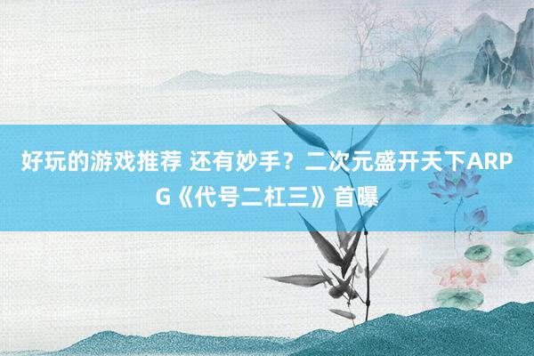 好玩的游戏推荐 还有妙手？二次元盛开天下ARPG《代号二杠三》首曝