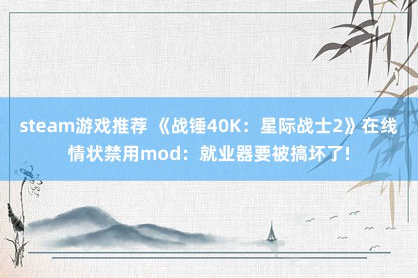 steam游戏推荐 《战锤40K：星际战士2》在线情状禁用mod：就业器要被搞坏了!