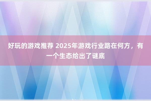 好玩的游戏推荐 2025年游戏行业路在何方，有一个生态给出了谜底